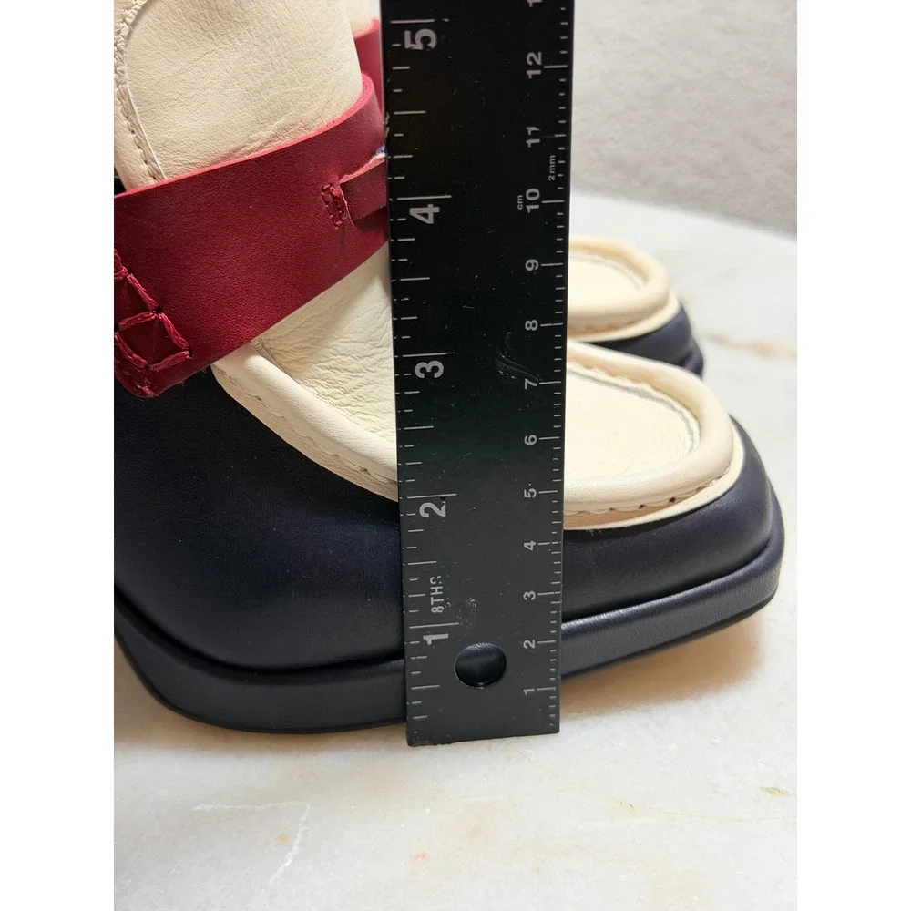 Sam Edelman Womens Jed Leather Platform Tassel Loafer Block Heel  Navy Cream 8.5 - Picture 9 of 11